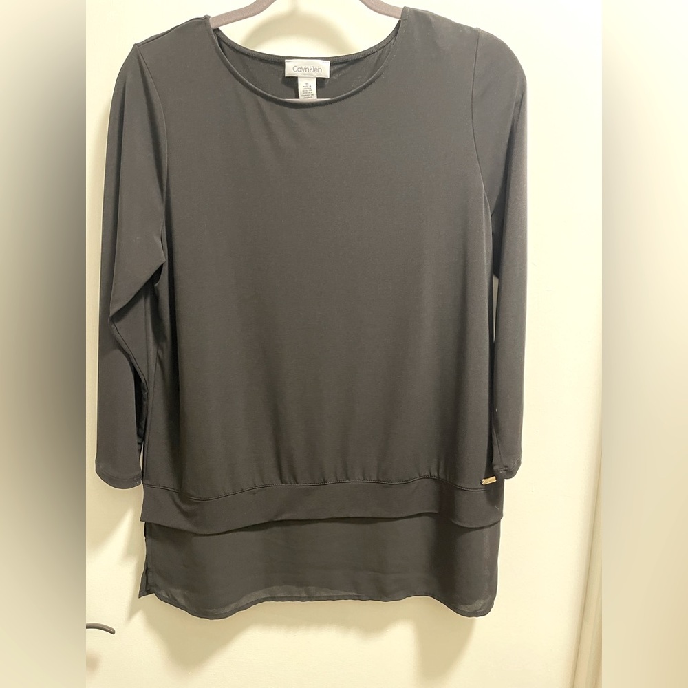 Long blouse, sheer longer layer underneath!